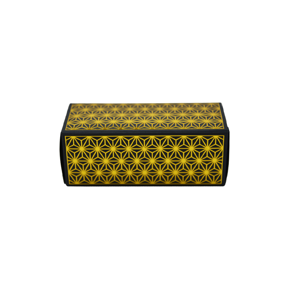 カスタム折りたたみカートン、金のホットフォイルスタンピングパターンを備えた森永オイルパッケージ用の黒い段ボール箱  