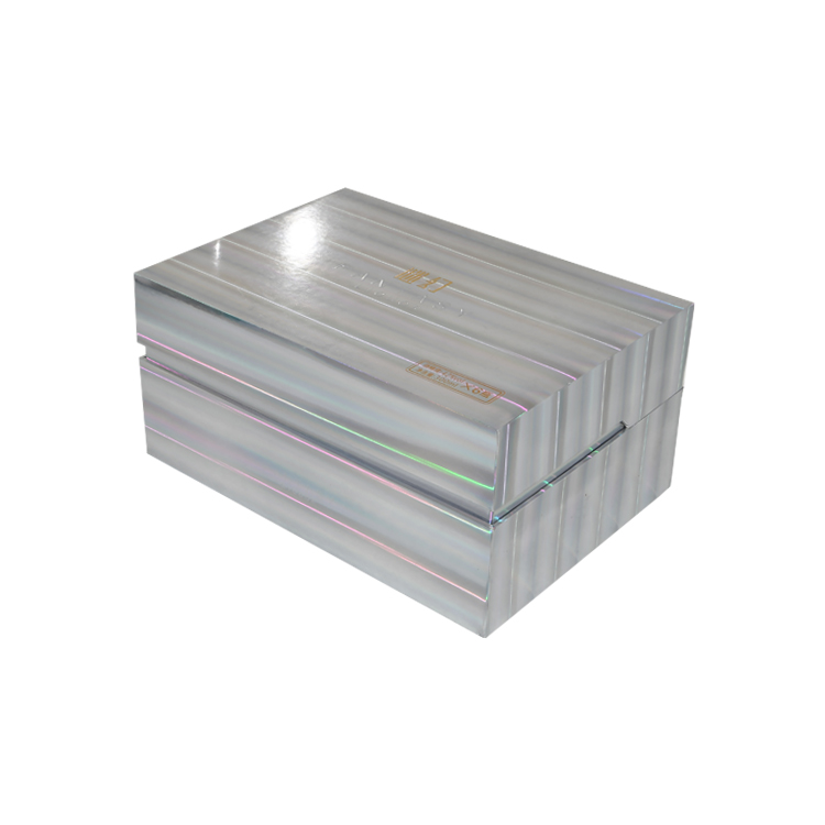 ホログラフィッククラムシェル段ボールギフトボックス、フォームホルダーとエンボスロゴ付きの虹色のパッケージボックス  