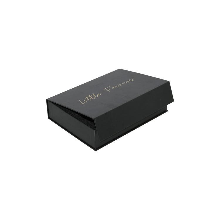 Матовая черная подарочная коробка с магнитной крышкой, магнитная подарочная коробка с подносом из пенопласта и тиснение золотой фольгой  