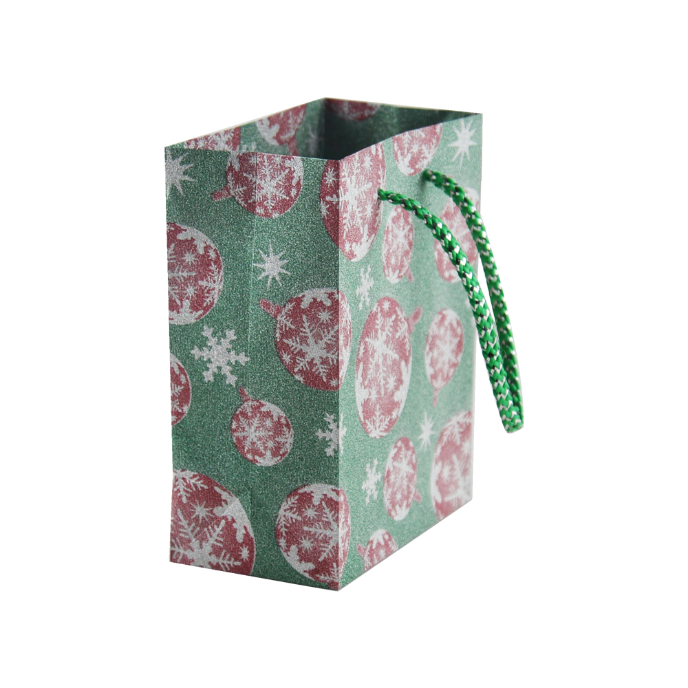 반짝이 종이 쇼핑백, 맞춤형 반짝이 종이 봉지, 밧줄 손잡이가있는 크리스마스 반짝이 선물 가방