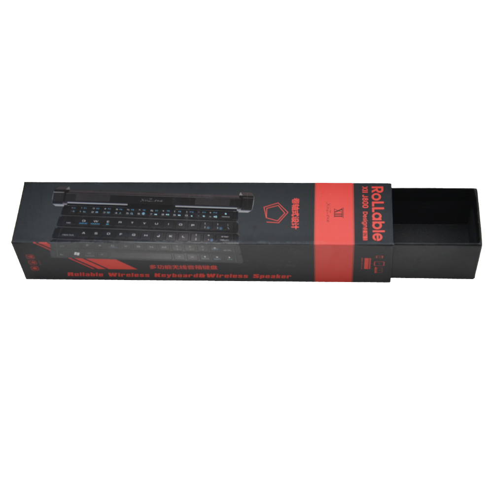  Scatola d'imballaggio del cassetto di carta nera lunga e stretta con logo personalizzato per l'imballaggio della tastiera con logo UV spot  
