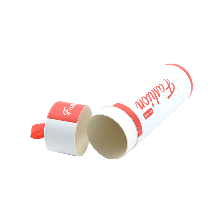  Boîte d'emballage de tube de carton, tube de carton rond fait sur commande de boîte de cylindre de papier avec la poignée en soie sur le couvercle  