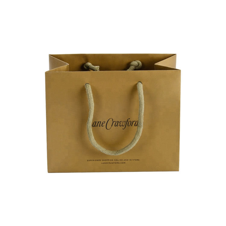 أكياس الناقل الورقية الذهبية المطبوعة المخصصة بمقبض ملتوي ، أكياس هدايا من الورق المقوى المعدني الذهبي  