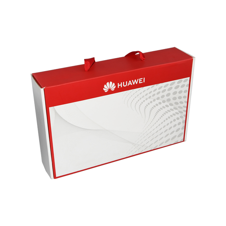 Faltbare Laptop-Verpackungsbox aus Wellpappe mit Seidenbandgriff, Mailbox aus Wellpappe  