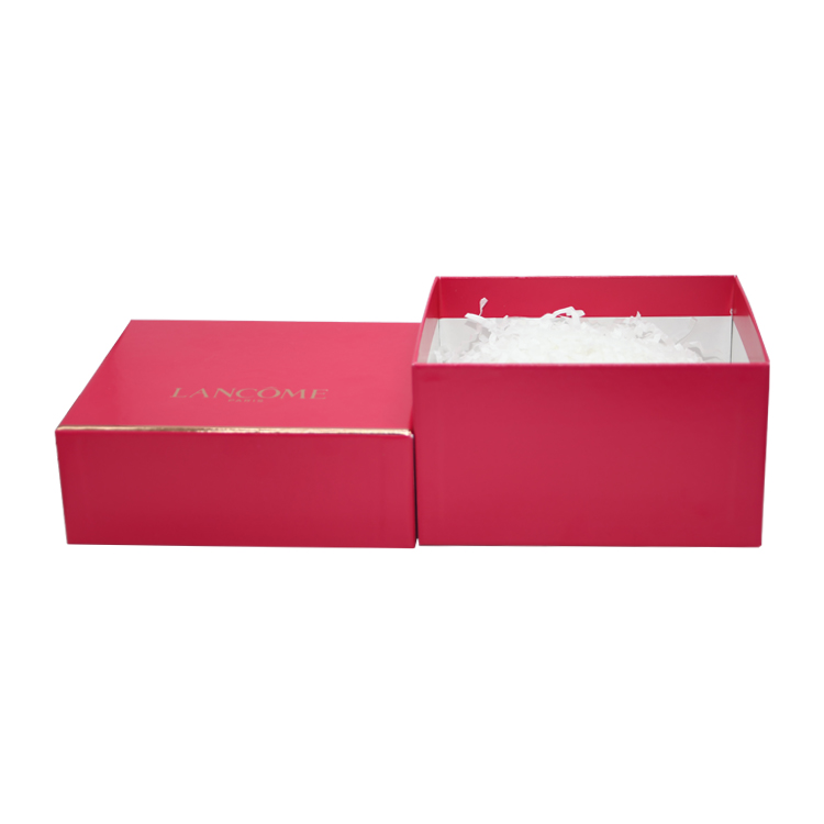 Luxury Custom Pink Retail Gift Packaging for Beauty Subscription Boxes with White shredded Paper Holder  