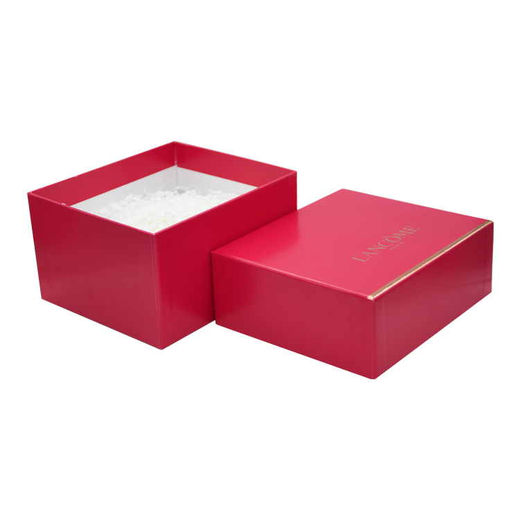 Luxury Custom Pink Retail Gift Packaging for Beauty Subscription Boxes with White shredded Paper Holder