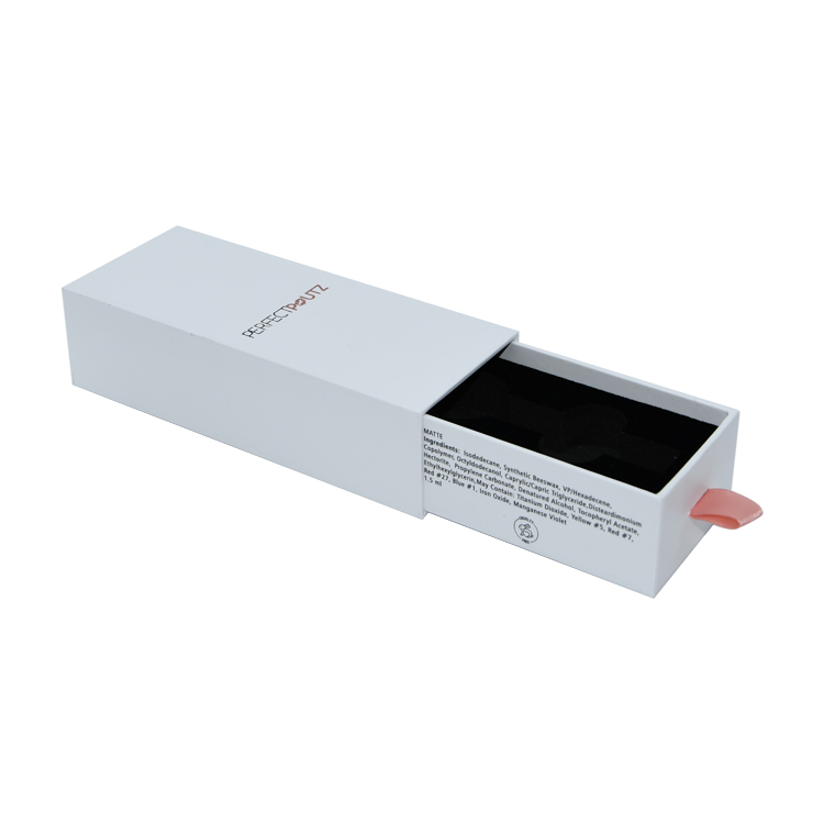  Custom Cheapest Paper Drawer Gift Packaging Box for Lipstick Packaging with Silk Handle and Foam Holder  