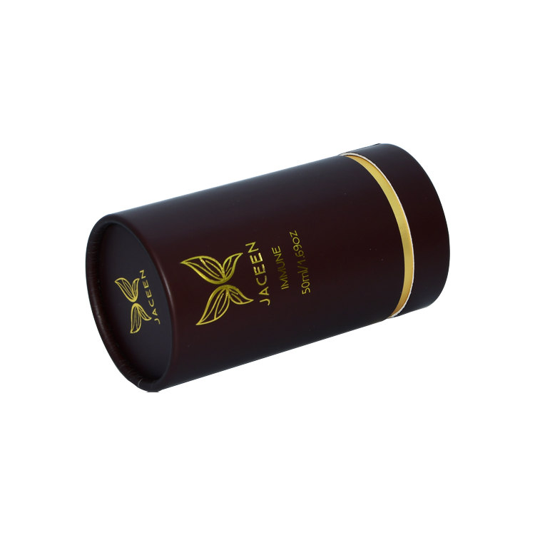 Scatole per imballaggio cilindriche in tubo di carta di lusso per confezioni di canapa alle erbe con logo stampato a caldo in oro  