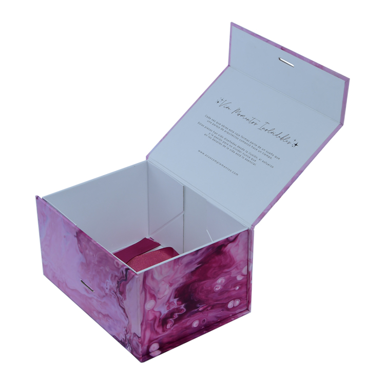 Caja de regalo de empaquetado de papel rígido magnético plegable plegable personalizado de lujo con tapa magnética de cinta