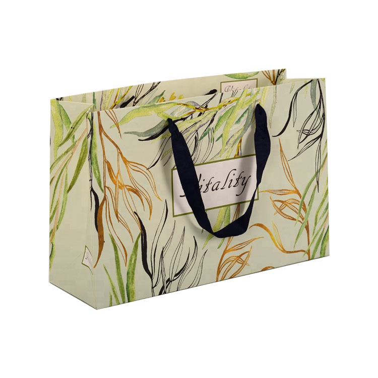 Productos personalizados Boutique Carrier Bags Bolsa de embalaje Bolsa de compras de papel reutilizable plegable con logotipo