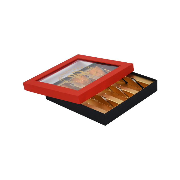 Confezione regalo di lusso personalizzata in carta di cartone per scatole di cioccolatini per biscotti con divisori in cartone dorato  