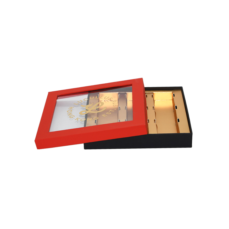 Custom Luxury Cardboard Paper Gift Packaging for Cookie Candy Chocolate Boxes With Gold Cardboard Dividers  