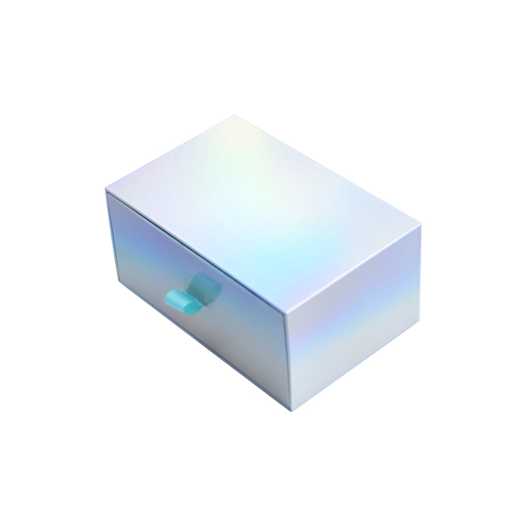 Boîtes de tiroir de papier holographique empaquetant la boîte-cadeau de carton de papier coulissant d'arc-en-ciel pour l'emballage de cosmétiques  