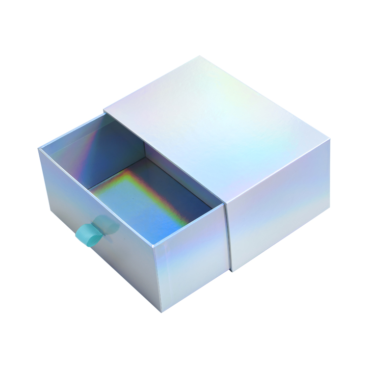 Scatole per cassetti in carta olografica che confezionano scatole regalo in cartone di carta scorrevole arcobaleno per imballaggio di cosmetici  