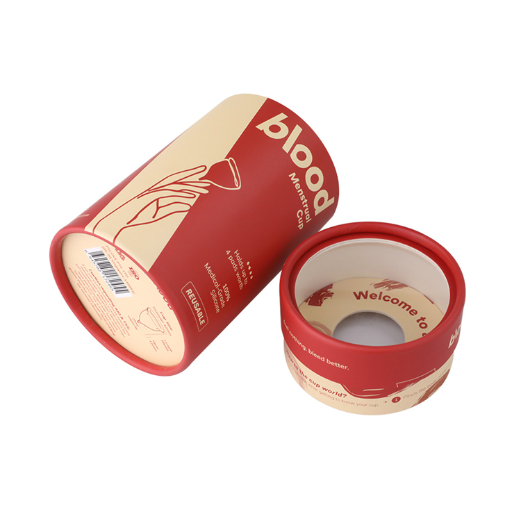  Papierröhrenbehälter Pappzylindrische Röhrenbox für Menstruationstassenverpackung mit klarem Fenster auf der Kappe  