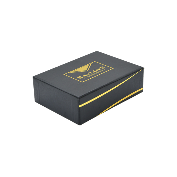 Scatole regalo di lusso personalizzate in carta ruvida nera con supporto in schiuma e logo con stampa a caldo in oro Gold  