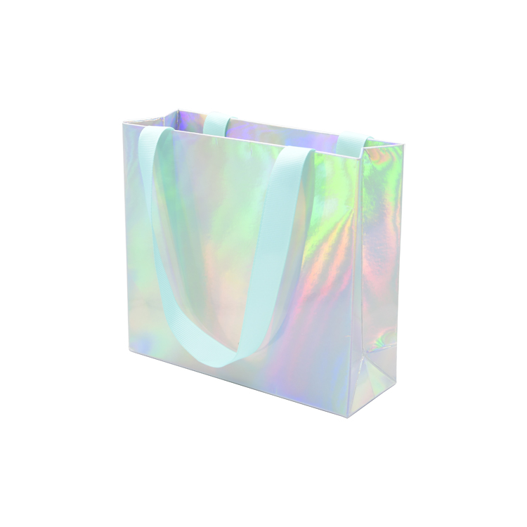 Kundenspezifische Luxus-Holografische Papier-Einkaufstasche Holografische Papier-Geschenktüte für kosmetische Einzelhandelsverpackungen  
