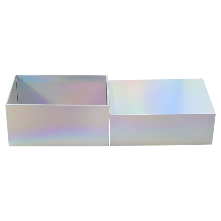 High Quality Custom Printing Holographic Box China Holographic Shiny Effect Lid and Base Gift Box Packaging  