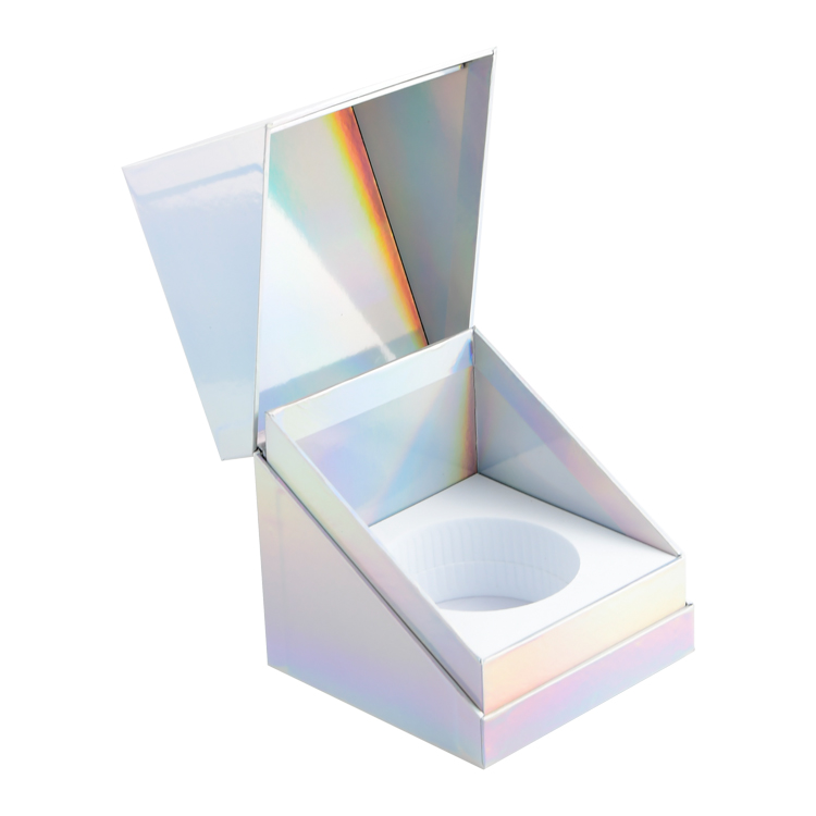 Kundenspezifische Luxus-Regenbogen-holografische Kerzenglas-Flaschenbox, die Kerzen-Geschenkboxen mit EVA-Einsatz verpackt