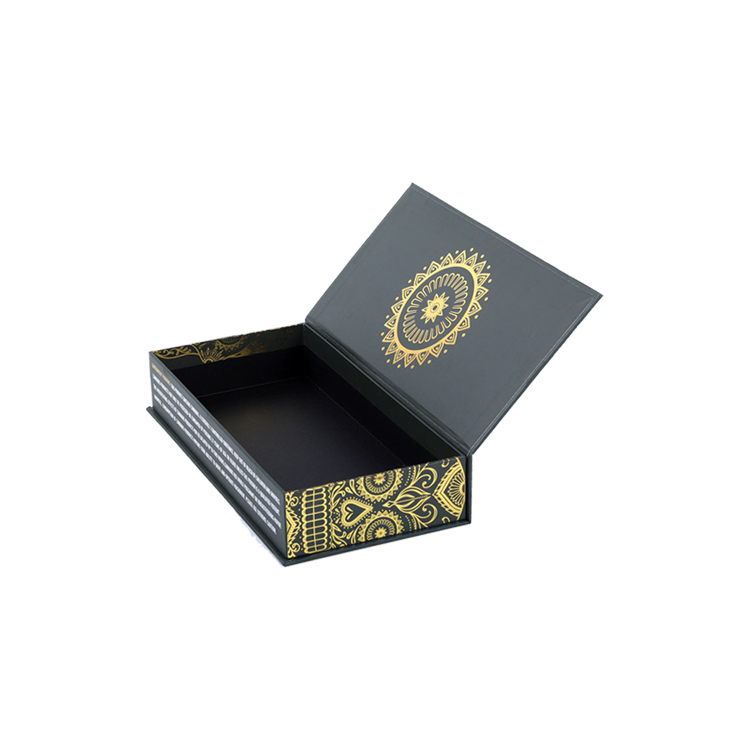  Boîte d'emballage de marijuana personnalisée Boîte-cadeau à clapet de chanvre de cannabis de luxe avec estampage à chaud en or  