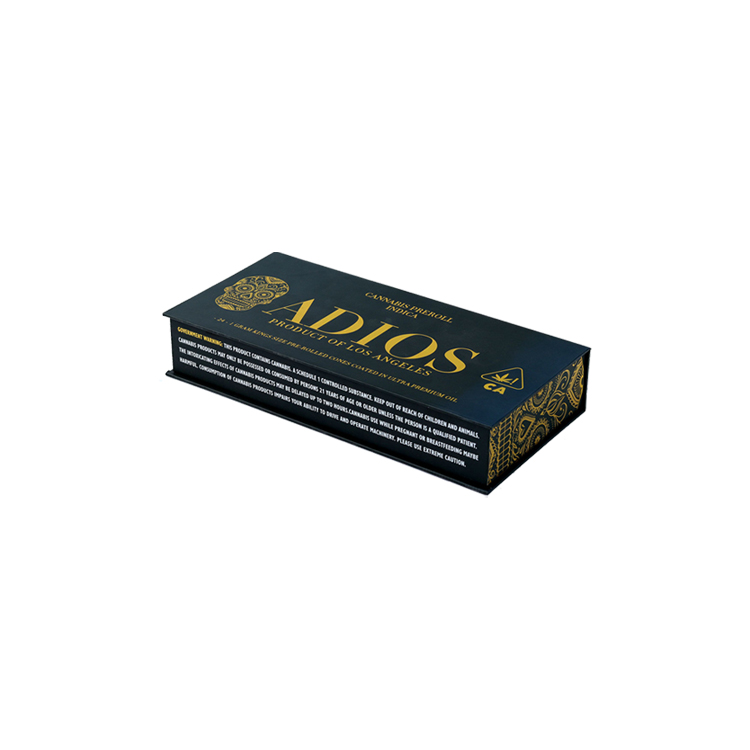 Custom Marijuana Packaging Box Luxury Cannabis Hemp Clamshell Gift Box with Gold Hot Foil Stamping  