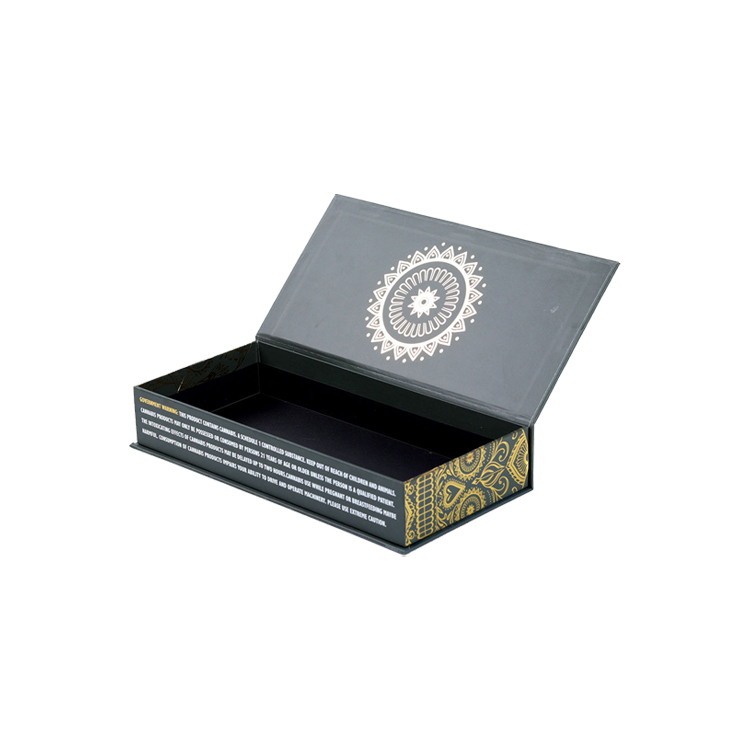 カスタムマリファナパッケージボックスゴールドホットフォイルスタンピング付き高級大麻麻クラムシェルギフトボックス  