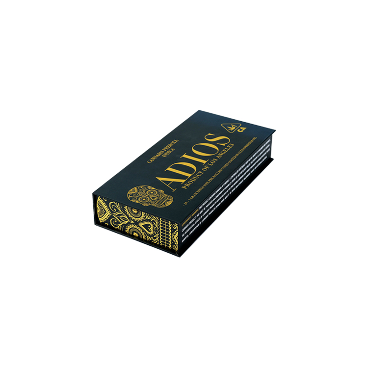 Custom Marijuana Packaging Box Luxury Cannabis Hemp Clamshell Gift Box with Gold Hot Foil Stamping  