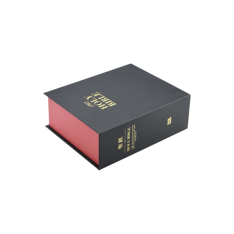 تصميم جذاب نمط الكتاب ورقة جامدة تخزين الكتاب المقدس هدية مربع التعبئة والتغليف مع نمط debossed وطباعة مخصصة  