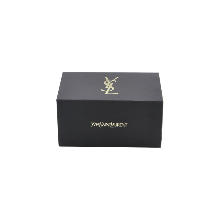 Black Texture Paper Magnetic Lid Gift Box Fancy Paper Rigid Cardboard Packaging Box for Cosmetics with Gold Logo  
