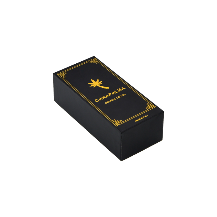  Confezione regalo rigida con coperchio e base stampati personalizzati per confezione di olio di canapa CBD da 30 ml con logo stampato a caldo in oro  
