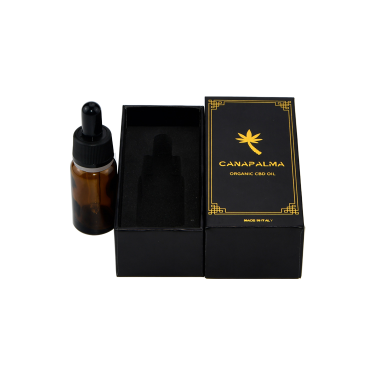 Custom Printed Rigid Setup Lid and Base Gift Box for 30ml CBD Hemp Oil Packaging with Gold Hot Foil Stamping Logo
