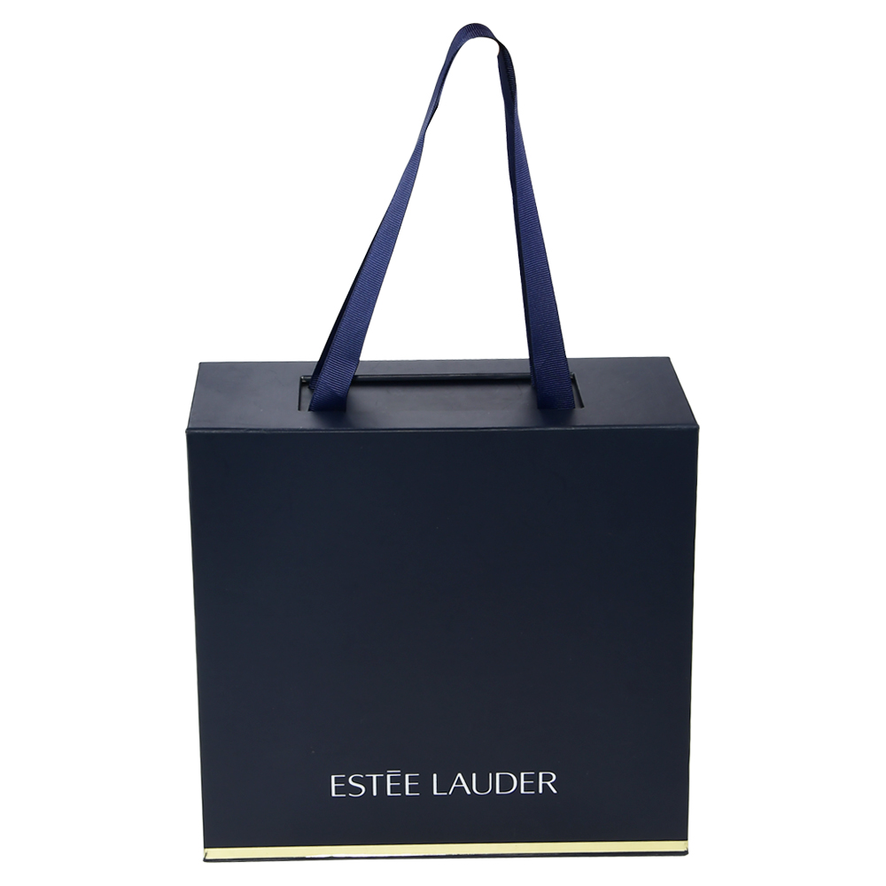  Magnetische Geschenkboxen in Marineblau mit auswechselbarem Band Estee Lauder Geschenkverpackungsbox mit Füllmaterial aus Papierschnitzel  