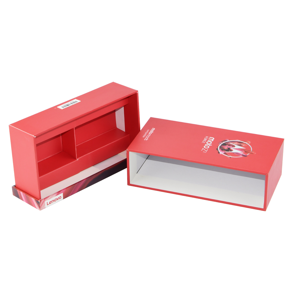 Boîte coulissante en carton de tiroir de papier rigide adaptée aux besoins du client pour l'emballage de téléphone portable avec des diviseurs de carton  