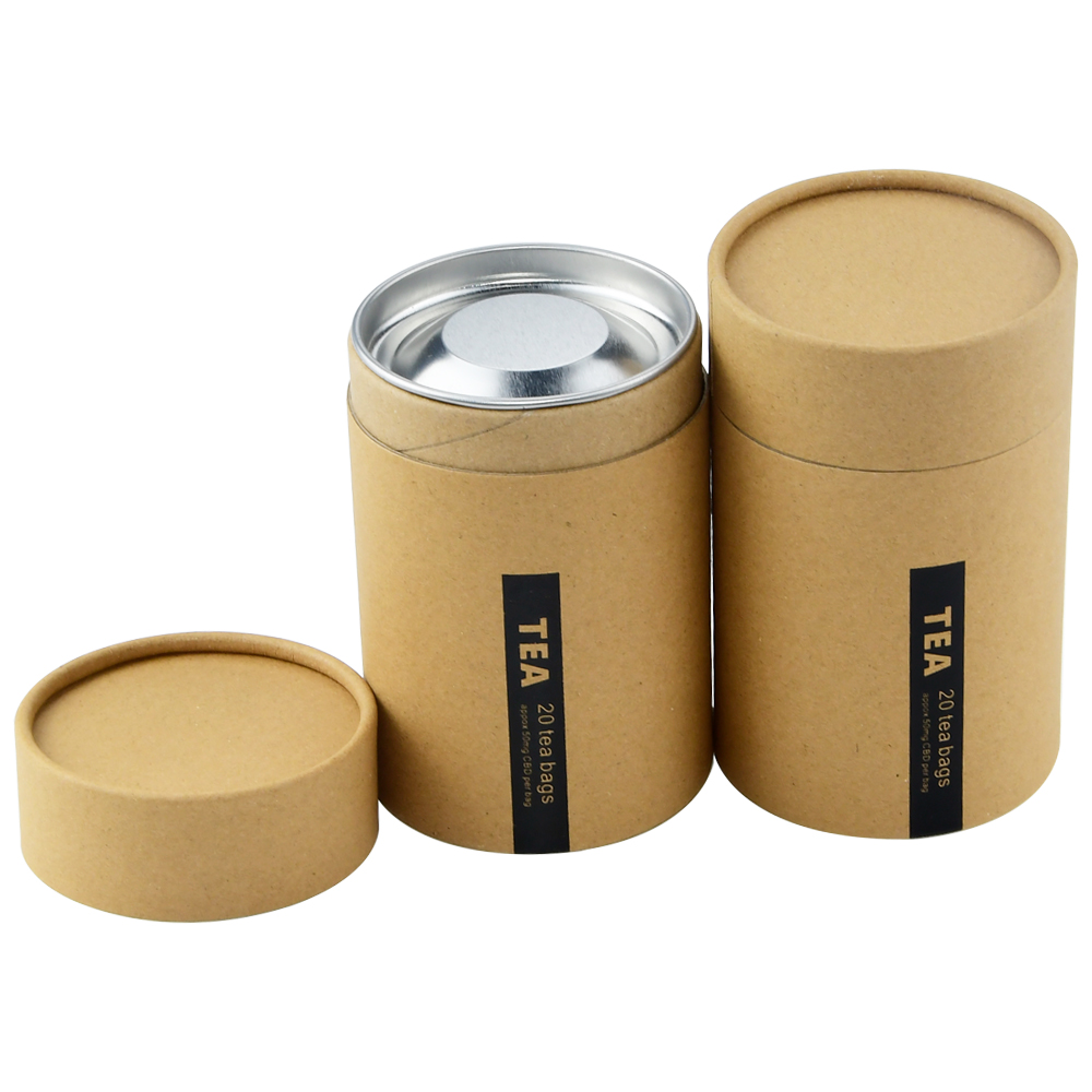  Lebensmittelqualität Aluminiumfolie Kraftpapier Tube Dose Verpackung Zylinder Kartons für Tee mit Metall Weißblech  