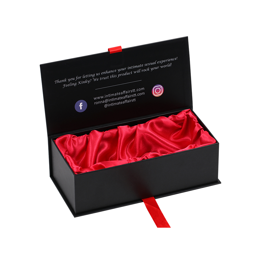 Customized Rigid Gift Box for Sex Toy Packaging, Luxury Women Lingerie Clamshell Gift Boxes with Satin Holder