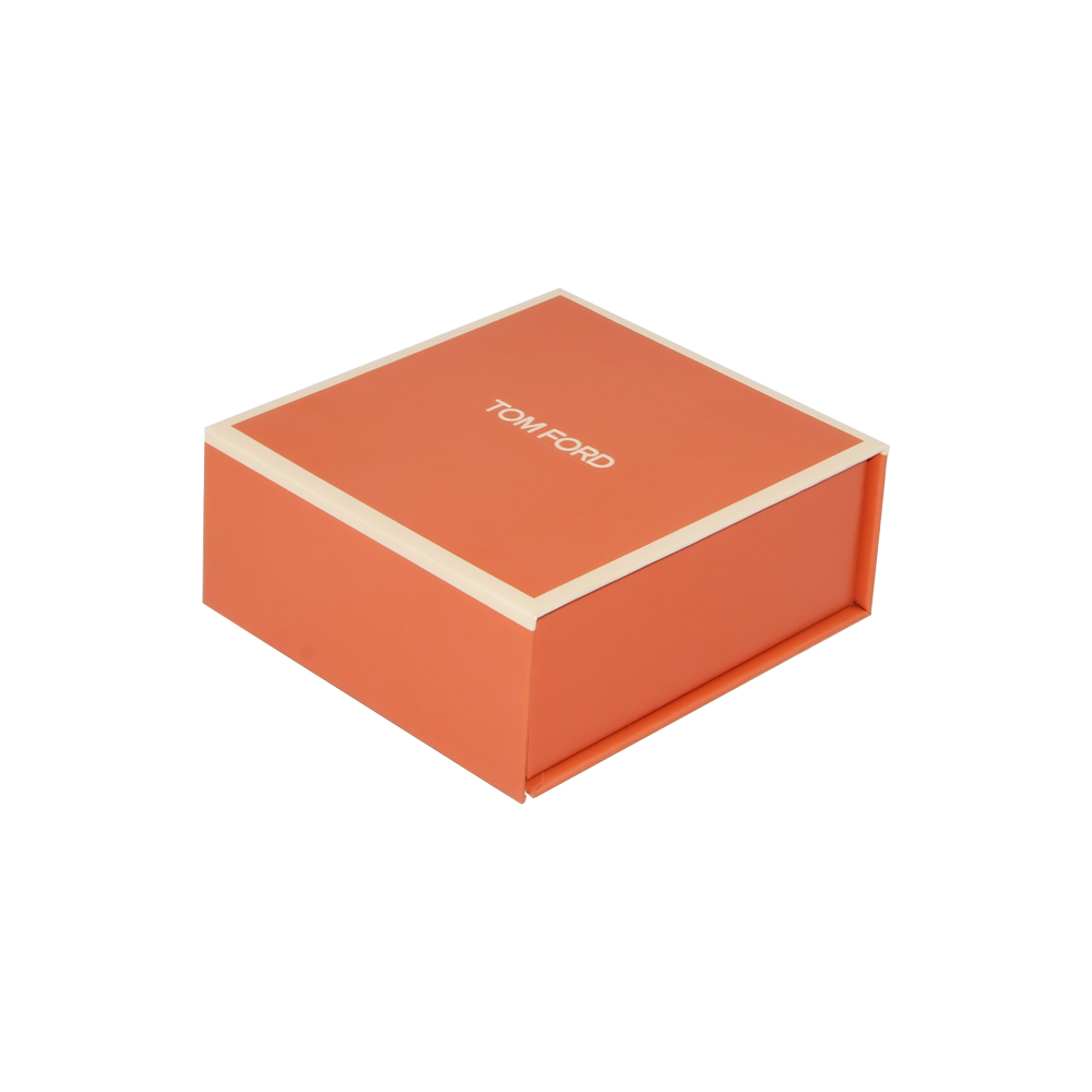 Premium Luxury Magnetic Gift Boxes for Tom Ford Packaging, Custom Orange Color Rigid Setup Magnetic Boxes  