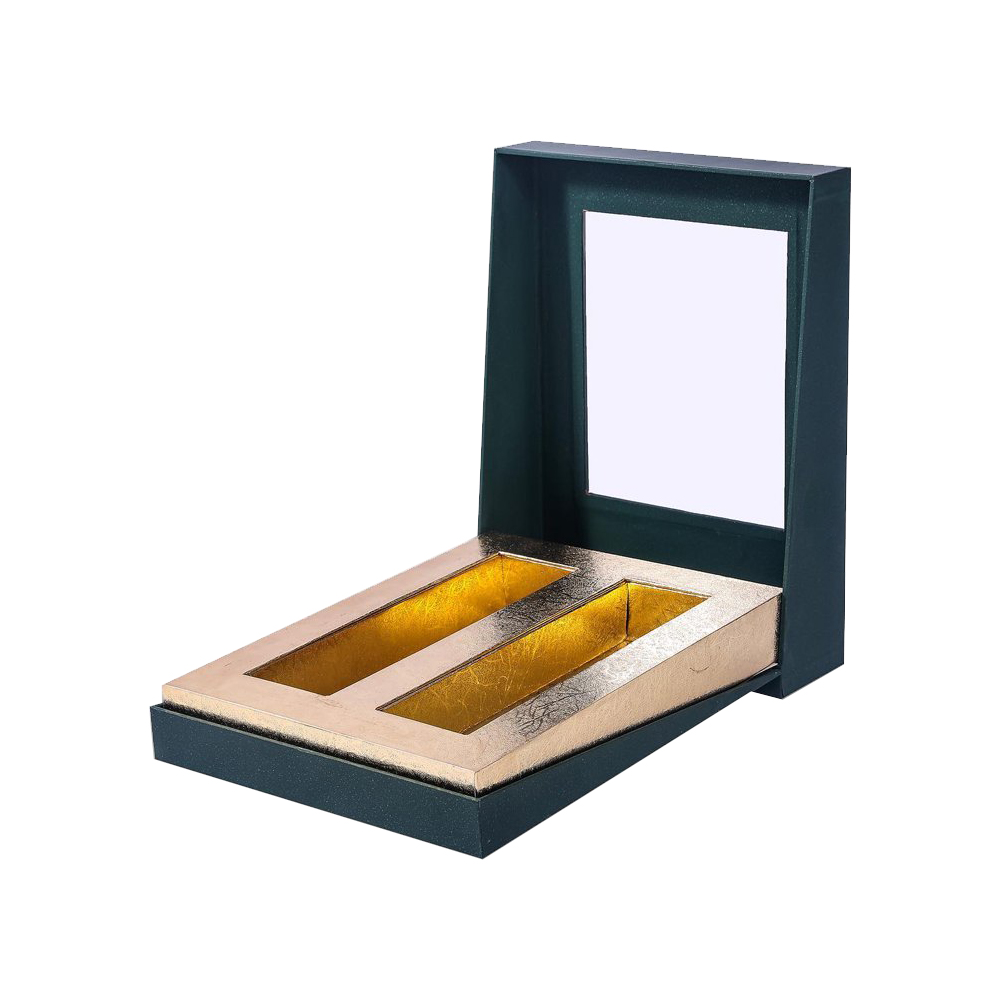 Confezione regalo di lusso in cartone rigido personalizzato per confezioni di profumi con finestra trasparente in carta laminata