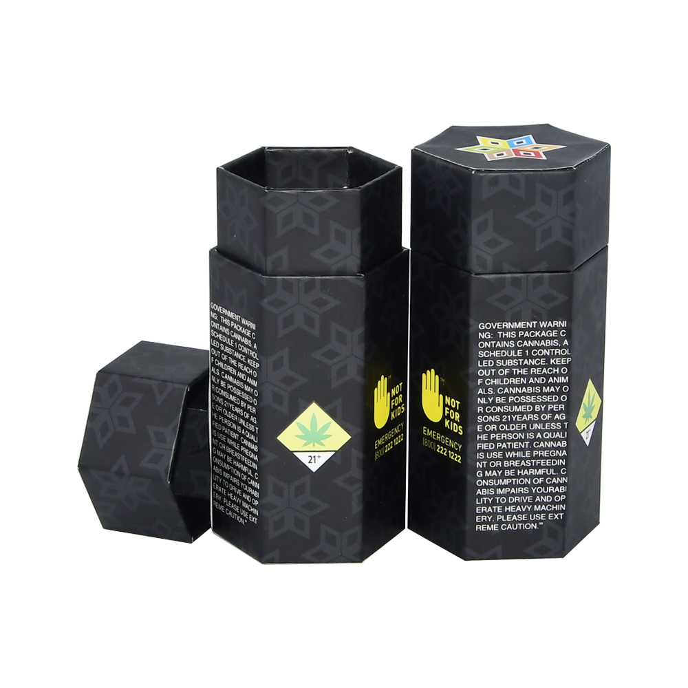 Confezione multipack pre-roll in scatola di cartone esagonale premium, confezione pre-roll personalizzata per cannabis  