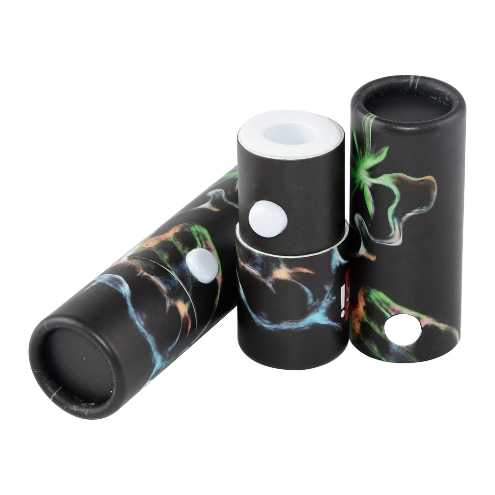 Recyclable Child Resistant Cardboard Tubes for Vape Cartridge Packaging with Press Button and EVA Holder  