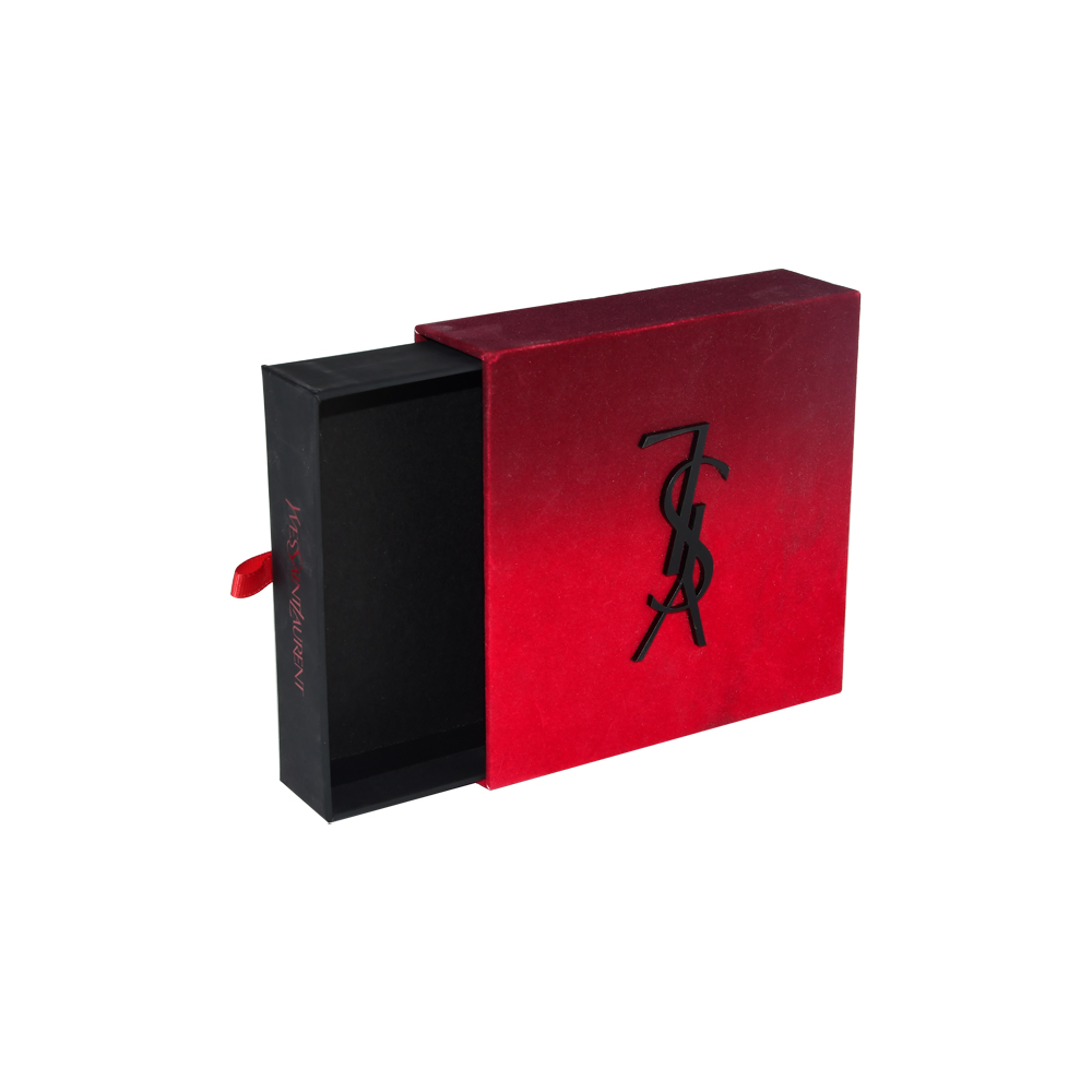 Подарочные коробки из жесткого картона с выдвижным ящиком для упаковки Yves Saint Laurent с бархатным покрытием на поверхности  
