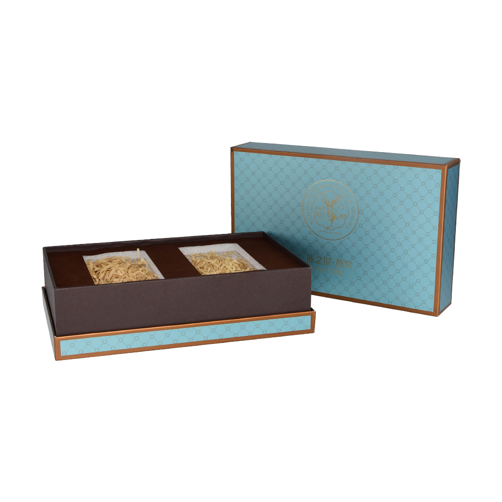 Роскошная подарочная коробка с крышкой и основанием для шеи, жесткая бумажная коробка для упаковки съедобных птичьих гнезд с лотком с бархатным покрытием  
