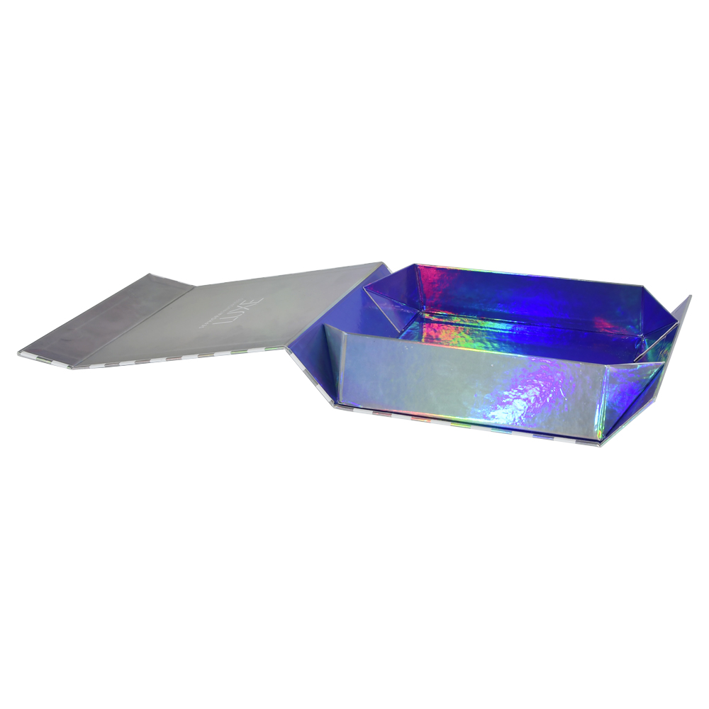  Scatole regalo con coperchio magnetico pieghevole olografico lucido più caldo per imballaggi di prodotti Sephora in colore arcobaleno  