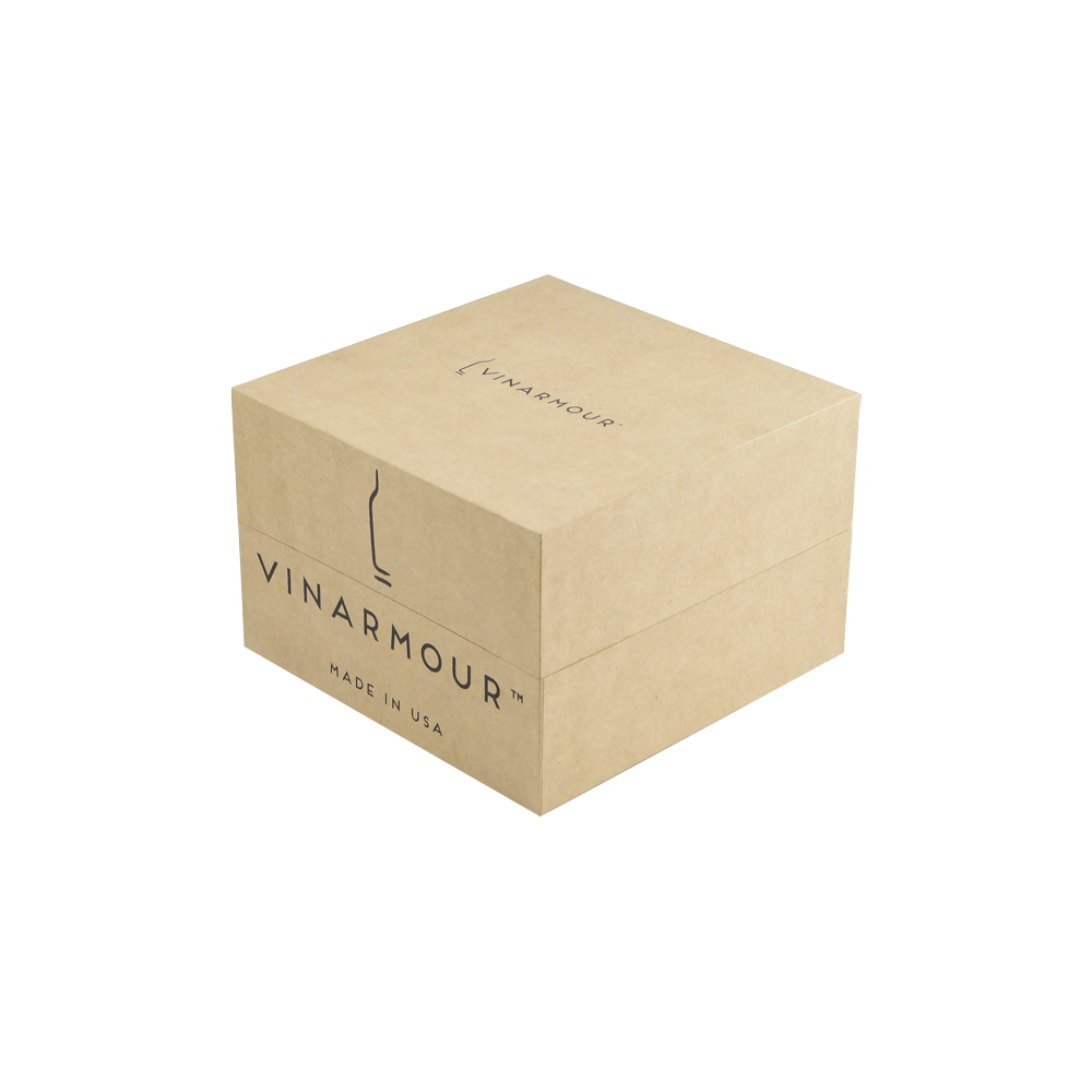  Natural Kraft Paper Telescopic Gift Boxes for Wineware Packaging with Black Hot Foil Stamping Logo on Surface  