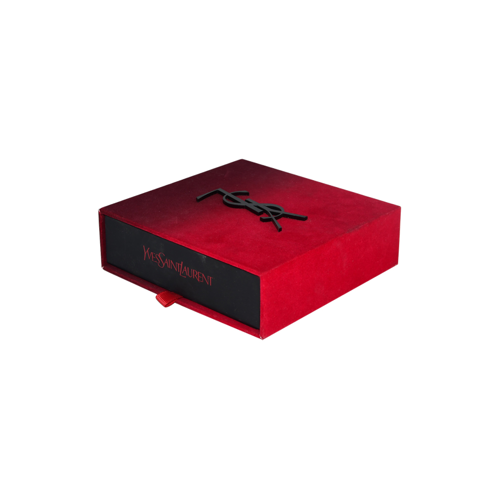 Подарочные коробки из жесткого картона с выдвижным ящиком для упаковки Yves Saint Laurent с бархатным покрытием на поверхности  