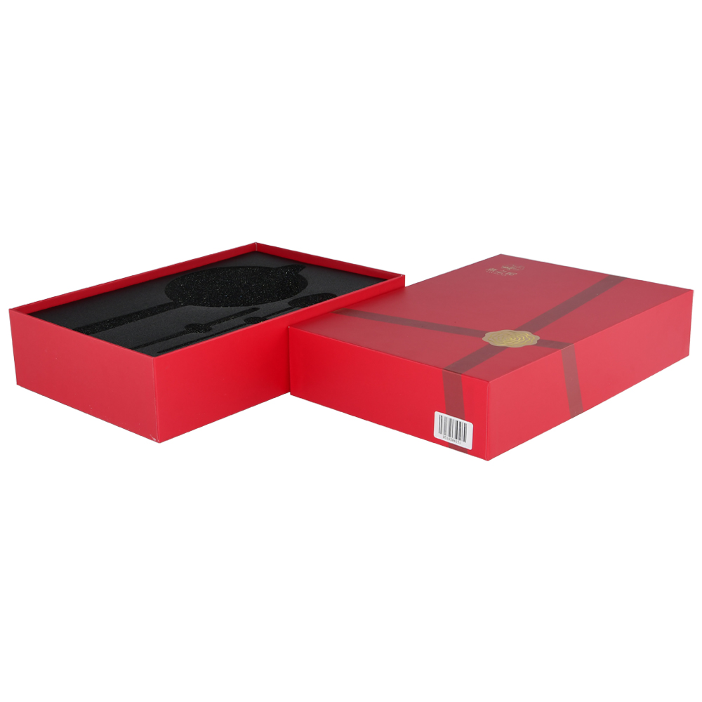 Coperchio in cartone rigido rosso e scatola regalo di base per imballaggi di stoviglie e imballaggi di pentole con supporto in schiuma  