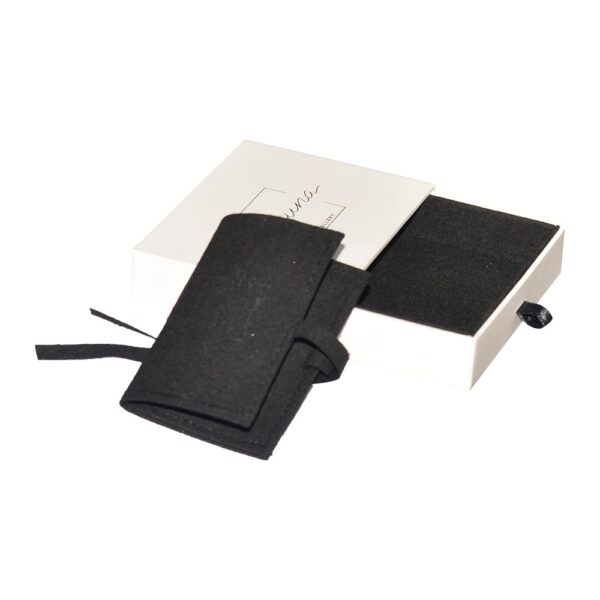 Best Customized Velvet Lined Paper Drawer Box for Jewelry Packaging with Leather Bag and Embossed Logo