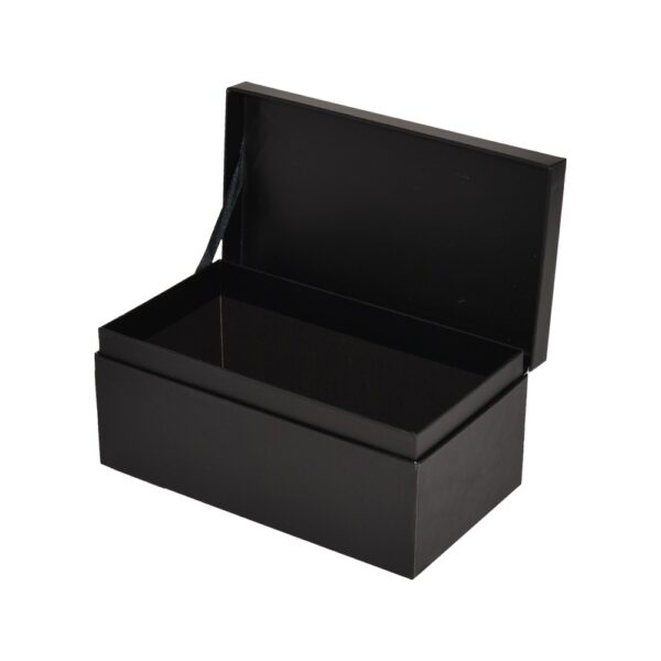 Black Custom Cardboard Clamshell Gift Box for Anniversary Souvenir Packaging with Silver Hot Foil Stamping Logo
