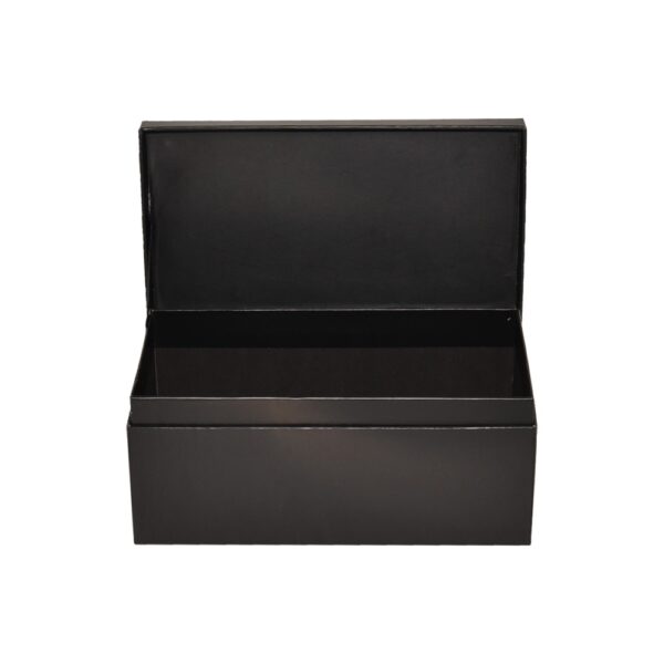 Black Custom Cardboard Clamshell Gift Box for Anniversary Souvenir Packaging with Silver Hot Foil Stamping Logo