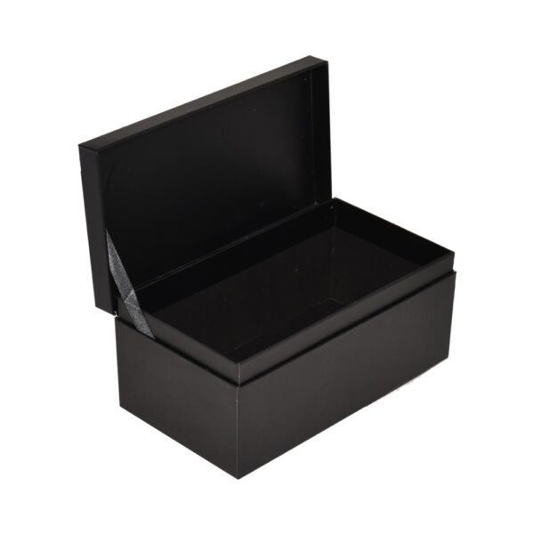 Black Custom Cardboard Clamshell Gift Box for Anniversary Souvenir Packaging with Silver Hot Foil Stamping Logo