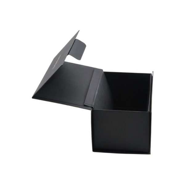 Black Texture Paper Magnetic Lid Gift Box Fancy Paper Rigid Cardboard Packaging Box for Cosmetics with Gold Logo